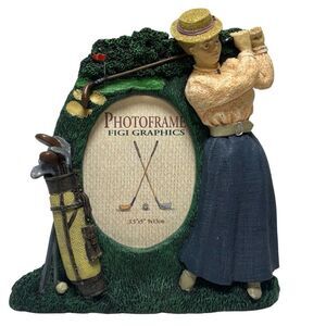 Vintage 1993 Figi Graphics 3D Resin Lady Golfer Tabletop Photo Frame